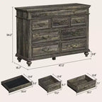 Cassettiera a 9 cassetti con maniglie in metallo vintage, larghezza 120 cm