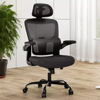 Sedia ergonomica da ufficio con schienale alto, braccioli ribaltabili e supporto lombare regolabile