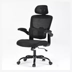 Sedia ergonomica da ufficio con schienale alto, braccioli ribaltabili e supporto lombare regolabile