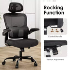 Sedia ergonomica da ufficio con schienale alto, braccioli ribaltabili e supporto lombare regolabile