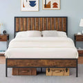 Struttura letto in metallo con testiera e pediera – Letto a piattaforma, nessun box spring richiesto, contenitore sotto il letto