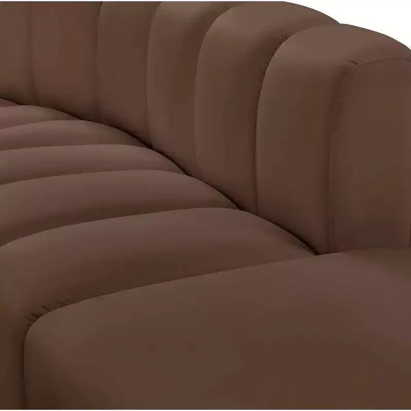 Divano componibile Arc in pelle vegana marrone