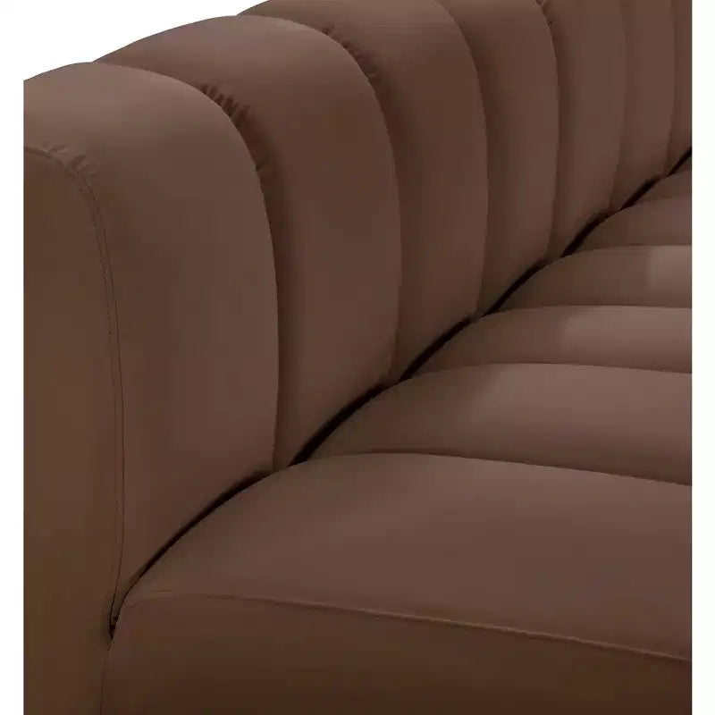 Divano componibile Arc in pelle vegana marrone