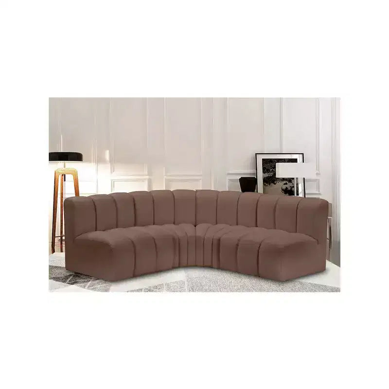 Divano componibile Arc in pelle vegana marrone