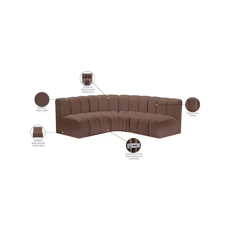 Divano componibile Arc in pelle vegana marrone