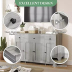 Mobile Credenza/Buffet da 55" con 3 Cassetti e 4 Ante, Ripiano Regolabile