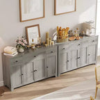 Mobile Credenza/Buffet da 55" con 3 Cassetti e 4 Ante, Ripiano Regolabile