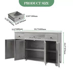 Mobile Credenza/Buffet da 55" con 3 Cassetti e 4 Ante, Ripiano Regolabile