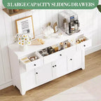 Mobile Credenza/Buffet da 55" con 3 Cassetti e 4 Ante, Ripiano Regolabile