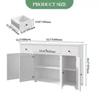 Mobile Credenza/Buffet da 55" con 3 Cassetti e 4 Ante, Ripiano Regolabile