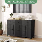 Mobile Credenza/Buffet da 55" con 3 Cassetti e 4 Ante, Ripiano Regolabile