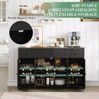 Mobile Credenza/Buffet da 55" con 3 Cassetti e 4 Ante, Ripiano Regolabile