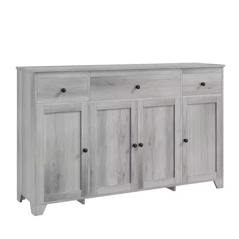 Mobile Credenza/Buffet da 55" con 3 Cassetti e 4 Ante, Ripiano Regolabile