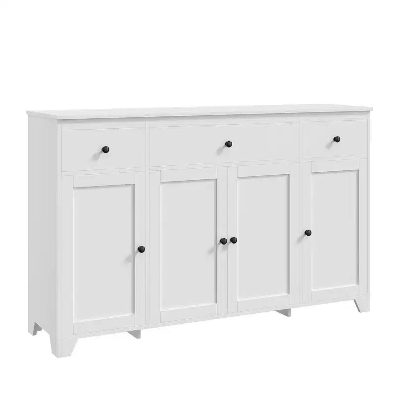 Mobile Credenza/Buffet da 55" con 3 Cassetti e 4 Ante, Ripiano Regolabile