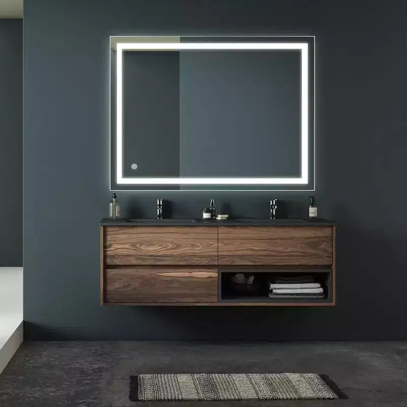 32 x 24 Inch LED Bathroom Vanity Mirror 3 Colors Dimmable Wall Mounted Makeup Mirror with Wall Switch Control Waterproof Anti-Fog Bathroom Mirror