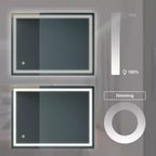 Specchio da bagno a LED da 32 x 24 pollici con antiappannamento e temperatura colore regolabile