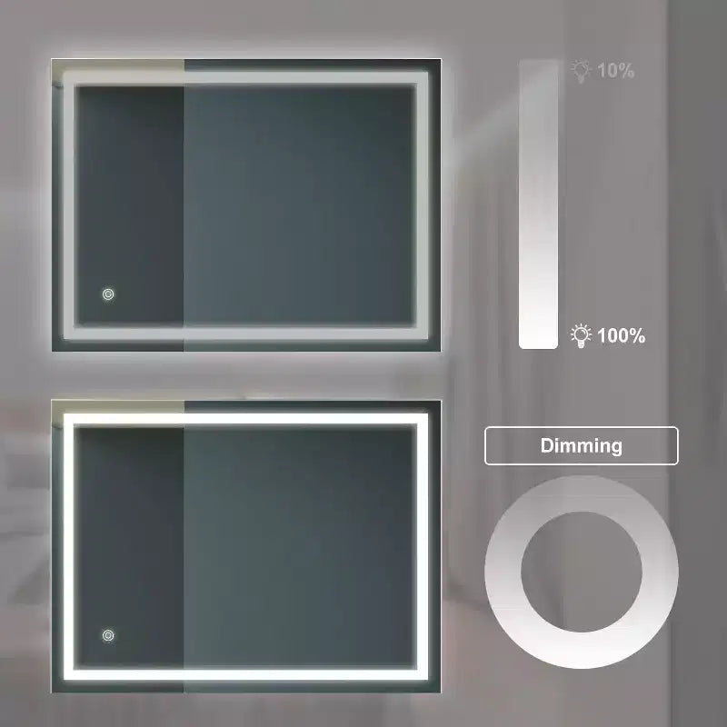 Specchio da bagno a LED da 32 x 24 pollici con antiappannamento e temperatura colore regolabile