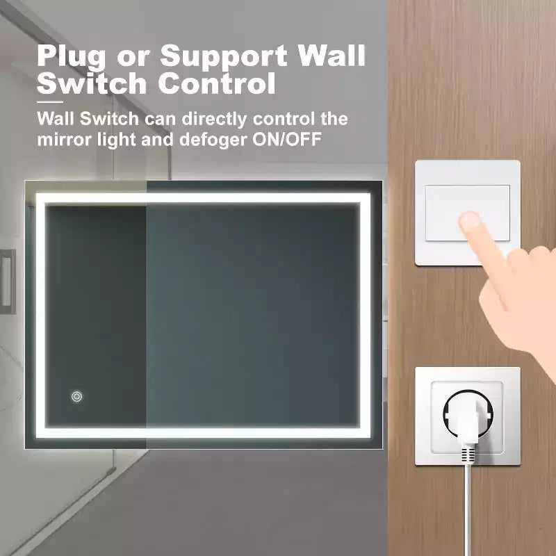 Specchio da bagno a LED da 32 x 24 pollici con antiappannamento e temperatura colore regolabile