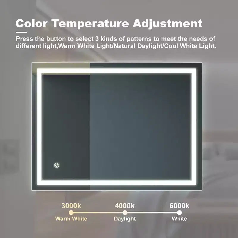 Specchio da bagno a LED da 32 x 24 pollici con antiappannamento e temperatura colore regolabile