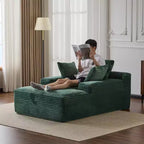 Divano letto futon imbottito con braccioli e cuscini decorativi, stile chaise longue di grandi dimensioni