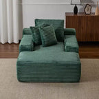 Divano letto futon imbottito con braccioli e cuscini decorativi, stile chaise longue di grandi dimensioni