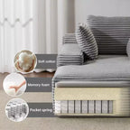 Divano letto futon imbottito con braccioli e cuscini decorativi, stile chaise longue di grandi dimensioni