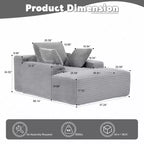 Divano letto futon imbottito con braccioli e cuscini decorativi, stile chaise longue di grandi dimensioni