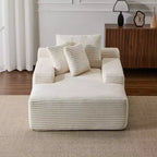 Divano letto futon imbottito con braccioli e cuscini decorativi, stile chaise longue di grandi dimensioni