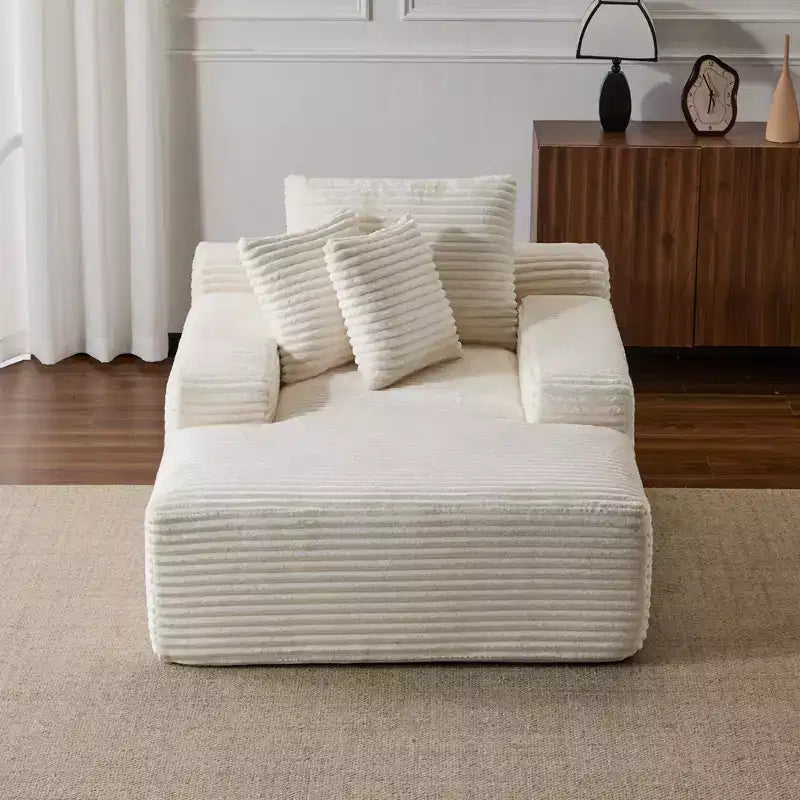 Divano letto futon imbottito con braccioli e cuscini decorativi, stile chaise longue di grandi dimensioni
