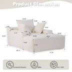 Divano letto futon imbottito con braccioli e cuscini decorativi, stile chaise longue di grandi dimensioni