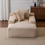 Divano letto futon imbottito con braccioli e cuscini decorativi, stile chaise longue di grandi dimensioni