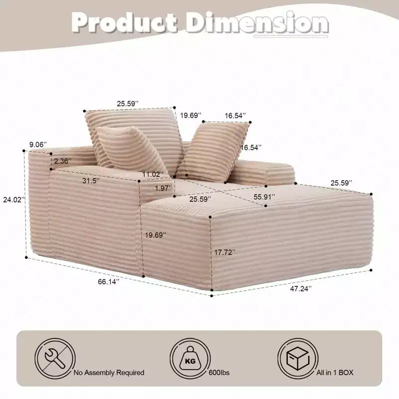 Divano letto futon imbottito con braccioli e cuscini decorativi, stile chaise longue di grandi dimensioni