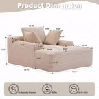 Divano letto futon imbottito con braccioli e cuscini decorativi, stile chaise longue di grandi dimensioni