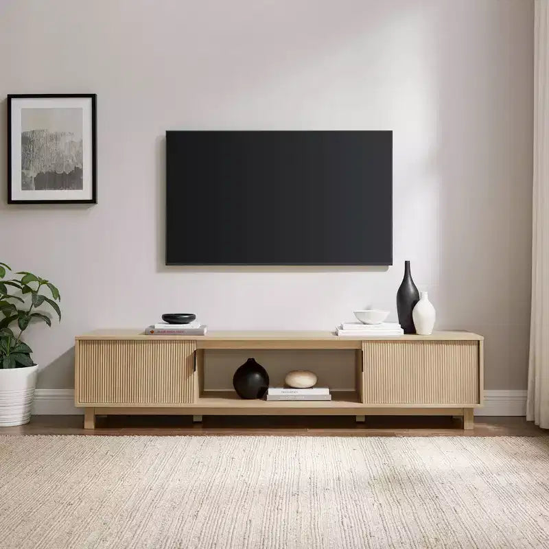 Mobile TV moderno in legno scanalato a 2 ante
