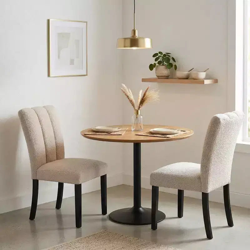 GDFStudio Olivia Modern Contemporary Upholstered Fabric Channel Tufted Dining Side Chairs (Set of 2)