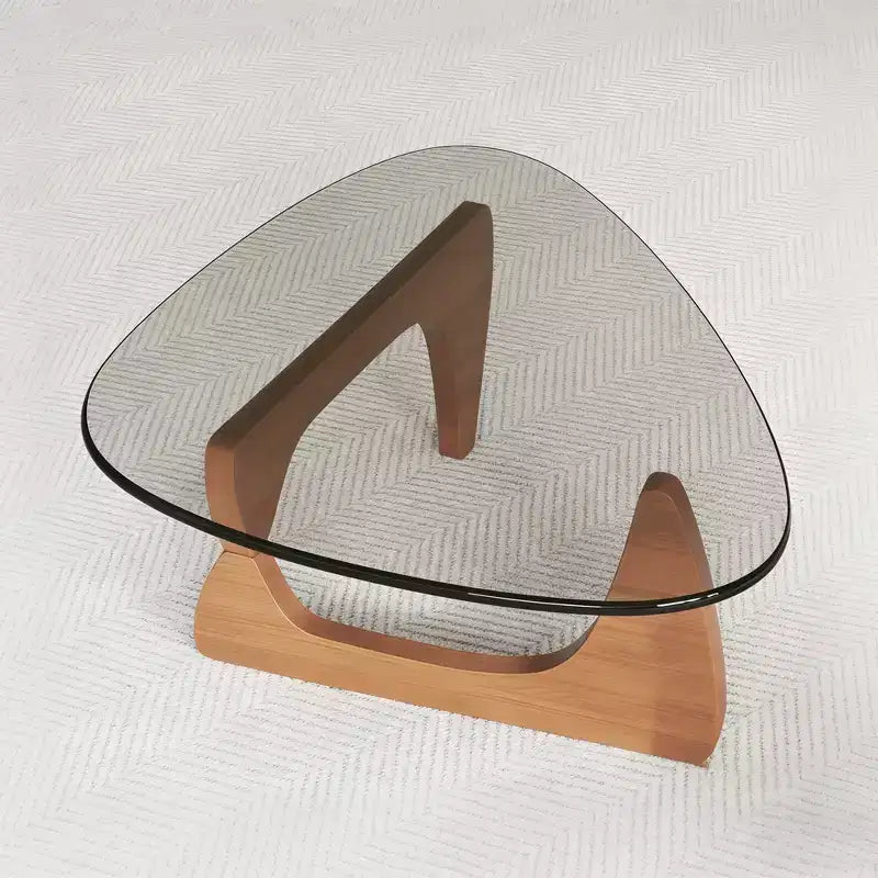 Tavolino da Caffè con Piano in Vetro e Struttura in Legno, 91 x 65 x 40 cm