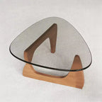 Tavolino da Caffè con Piano in Vetro e Struttura in Legno, 91 x 65 x 40 cm