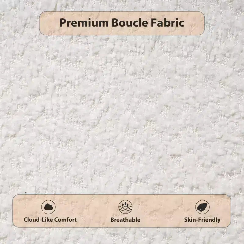 Letto con piattaforma imbottito in boucle moderno con testiera