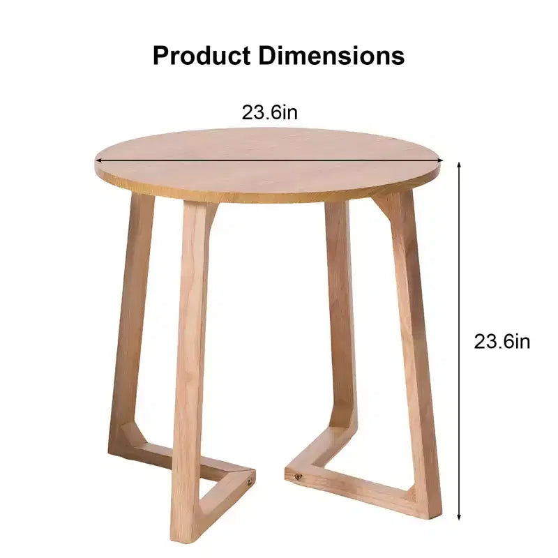 Tavolino rotondo da 24 pollici con gambe a V, beige