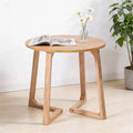 Tavolino rotondo da 24 pollici con gambe a V, beige