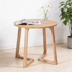 Tavolino rotondo da 24 pollici con gambe a V, beige