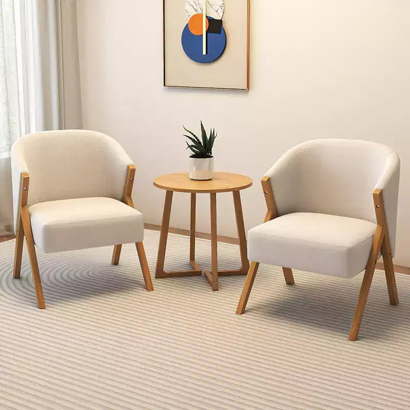 Tavolino rotondo da 24 pollici con gambe a V, beige