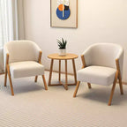 Tavolino rotondo da 24 pollici con gambe a V, beige