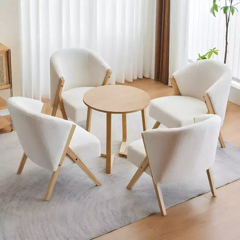 Tavolino rotondo da 24 pollici con gambe a V, beige