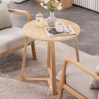 Tavolino rotondo da 24 pollici con gambe a V, beige