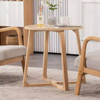 Tavolino rotondo da 24 pollici con gambe a V, beige