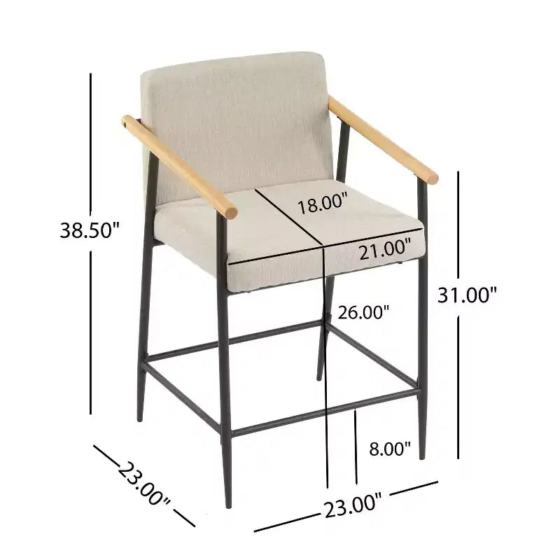 Set di 2 sgabelli da banco imbottiti in stile Mid-Century Modern con struttura in ferro