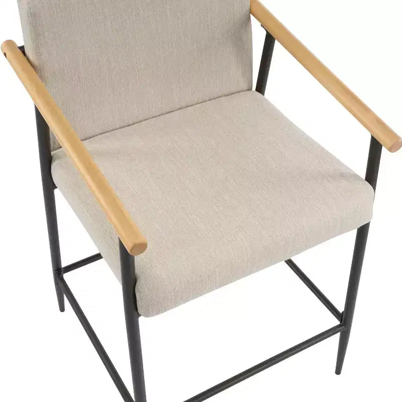 Set di 2 sgabelli da banco imbottiti in stile Mid-Century Modern con struttura in ferro