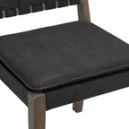 Set di 2 sedie da pranzo in similpelle con schienale intrecciato – Nero