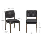 Set di 2 sedie da pranzo in similpelle con schienale intrecciato – Nero